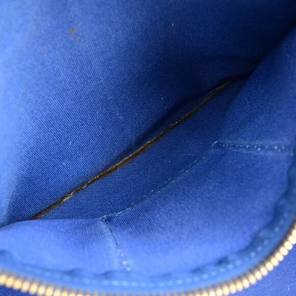 PRADA Milano Logo CANAPA Tote Hand Bag Canvas Leather Blue Gold - Picture 4 of 16